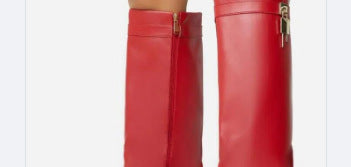 Womens High-heeled Boots With An Oval Toe And A Side Zipper
