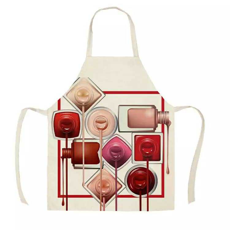 Pink nail polish cartoon apron