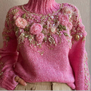 New European And American-style Womens Printed Turtleneck Sweater Hoodie