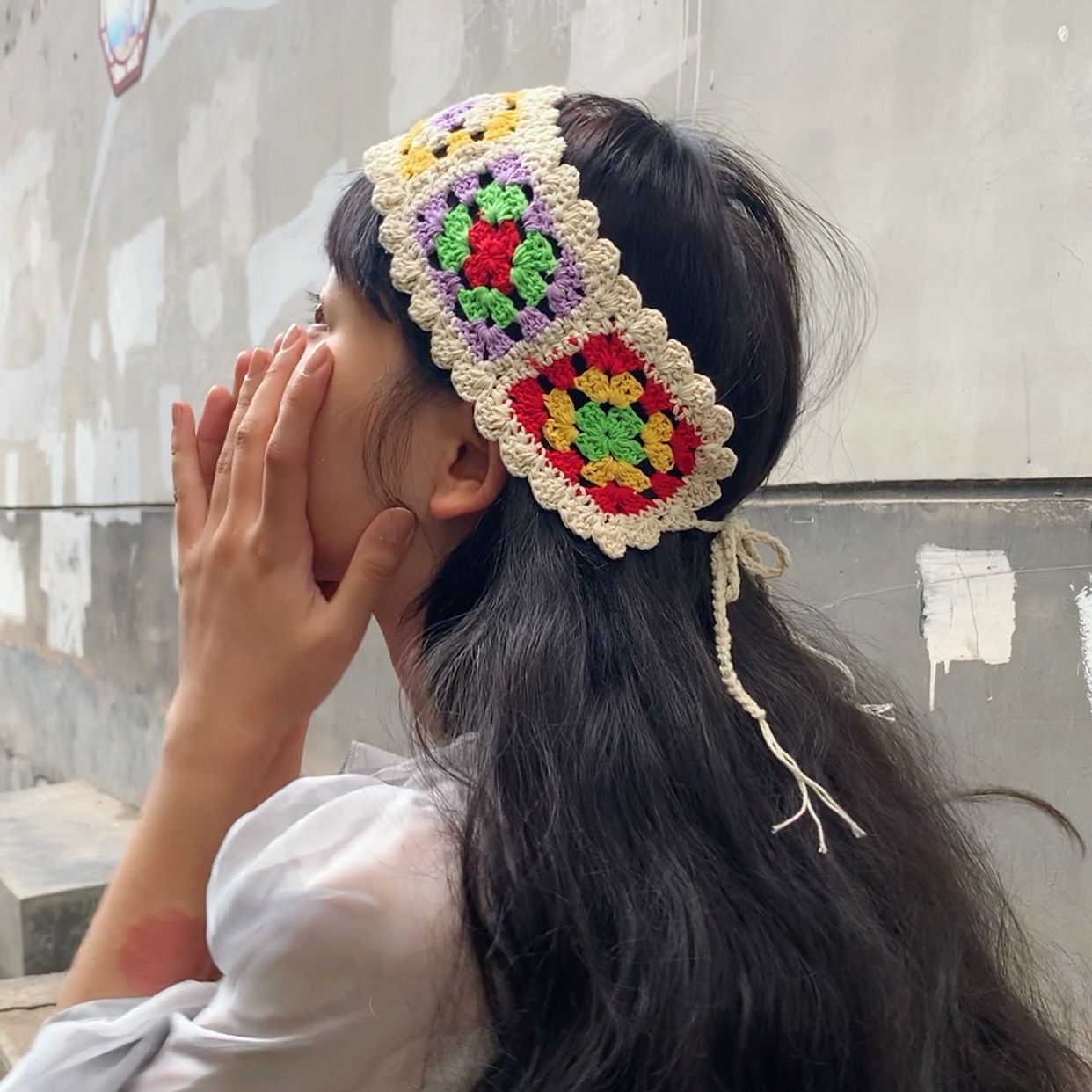 Girl's Colorful Hair Band Handmade Crochet Fashion Color Contrast Hair Accessories Cotton Braided Ear Warmer Wear Matching Headband For Women