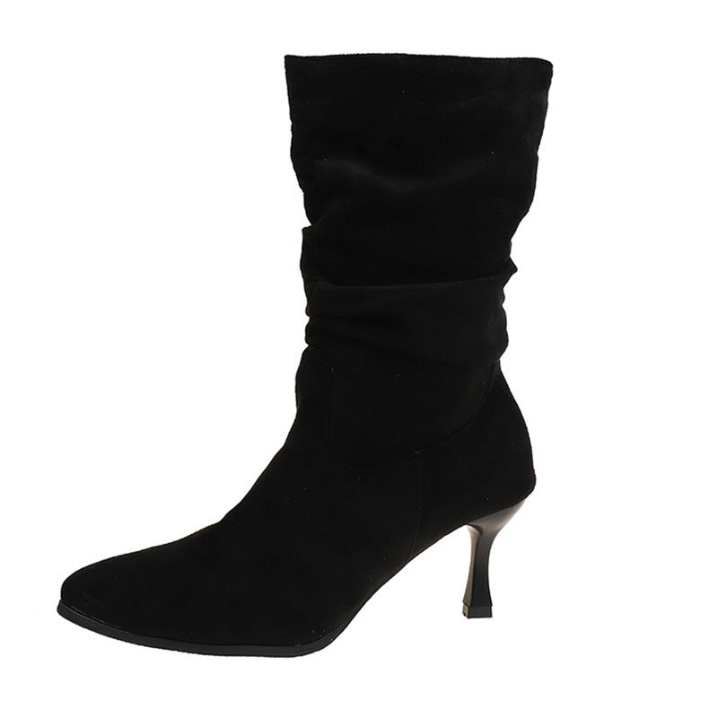 Womens Winter Thickened Pointed-toe High-heeled Ankle Boots
