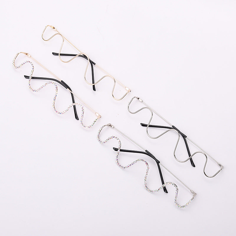 Handmade diamond half-rim glasses