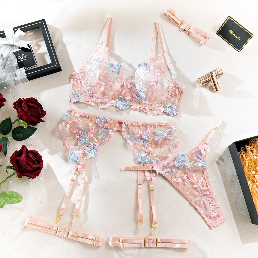 Womens Sexy Sheer Lingerie 5-Piece Set