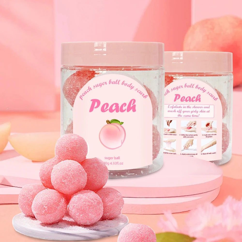 Iska Peachy Sugar Body Scrub Balls Shea Butter