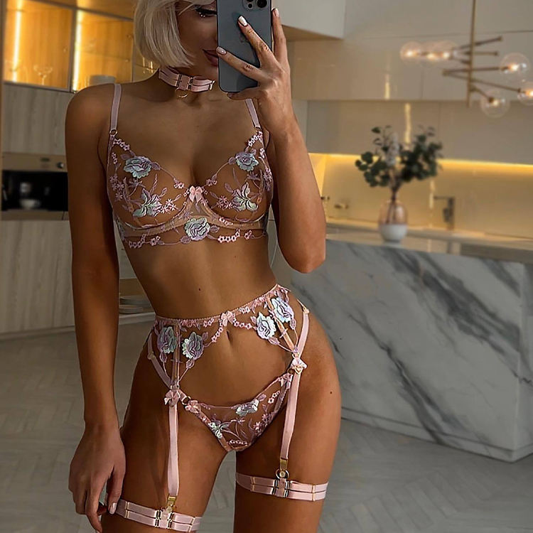Womens Sexy Sheer Lingerie 5-Piece Set