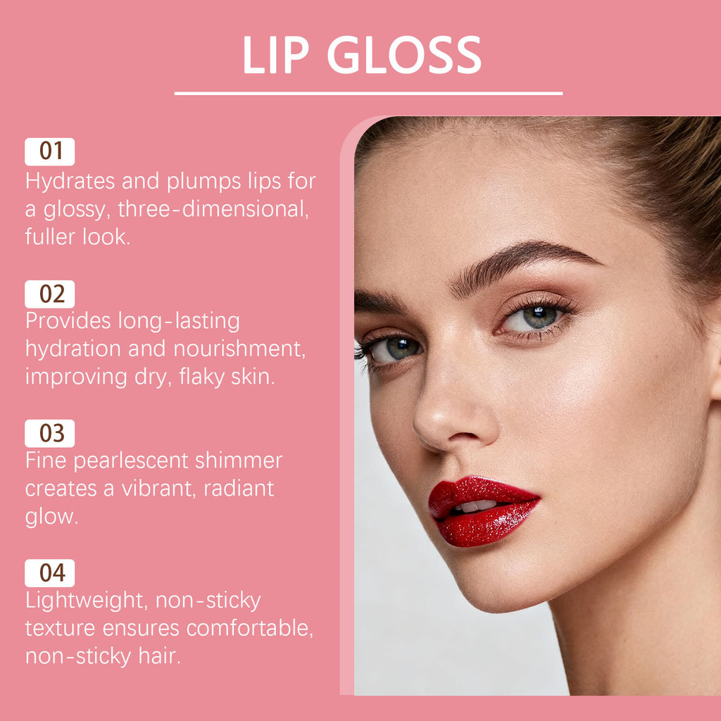 Red Moisturizing Fine Glitter Lip Gloss