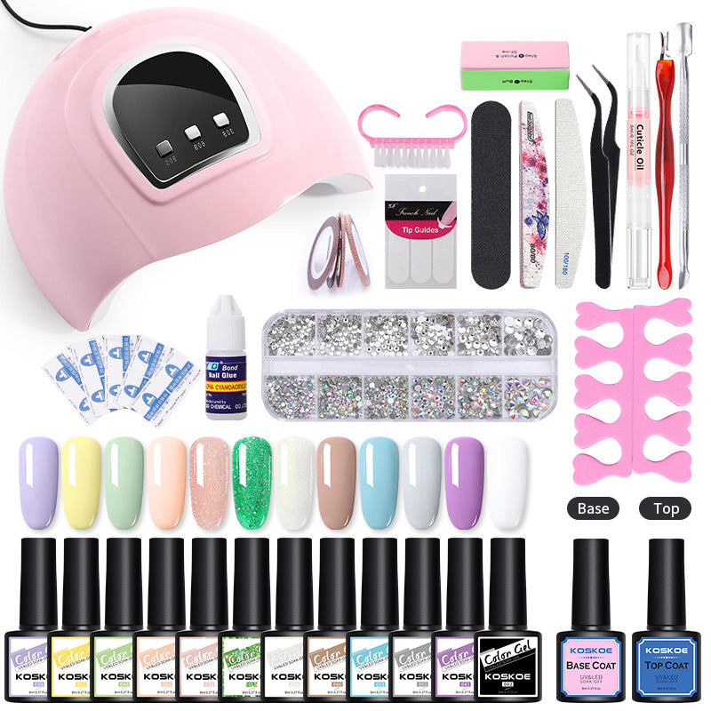 Phototherapy UV Nail Polish Glue Solid Color Sequins Nail Polish Glue Set