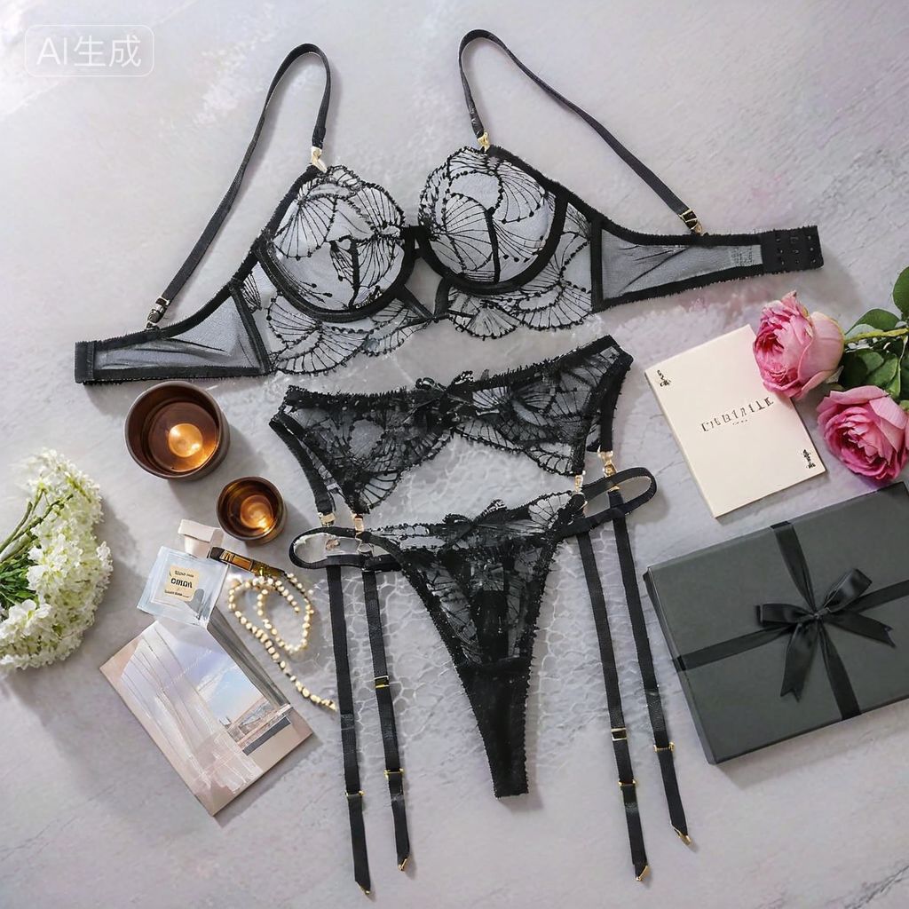 Ladies' Fashion Embroidered Lingerie Bra Set