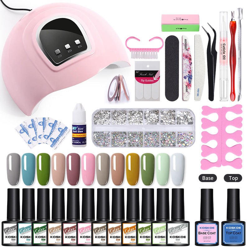 Phototherapy UV Nail Polish Glue Solid Color Sequins Nail Polish Glue Set