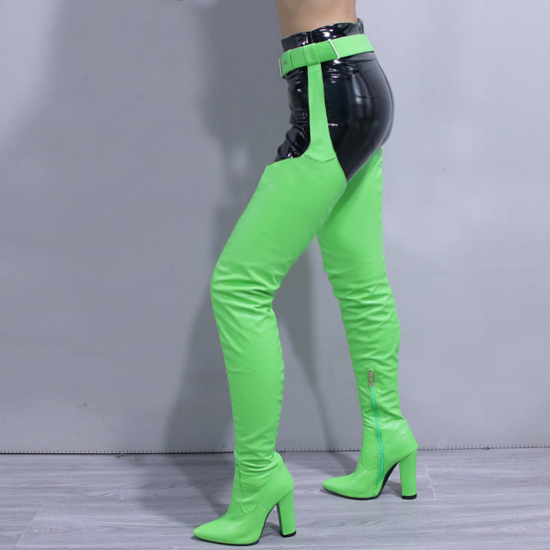 Womens New FallWinter Over-the-Knee Boots With A Sexy Belt Design