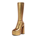 Sexy Womens Stretch Boots With A High Platform And Heel