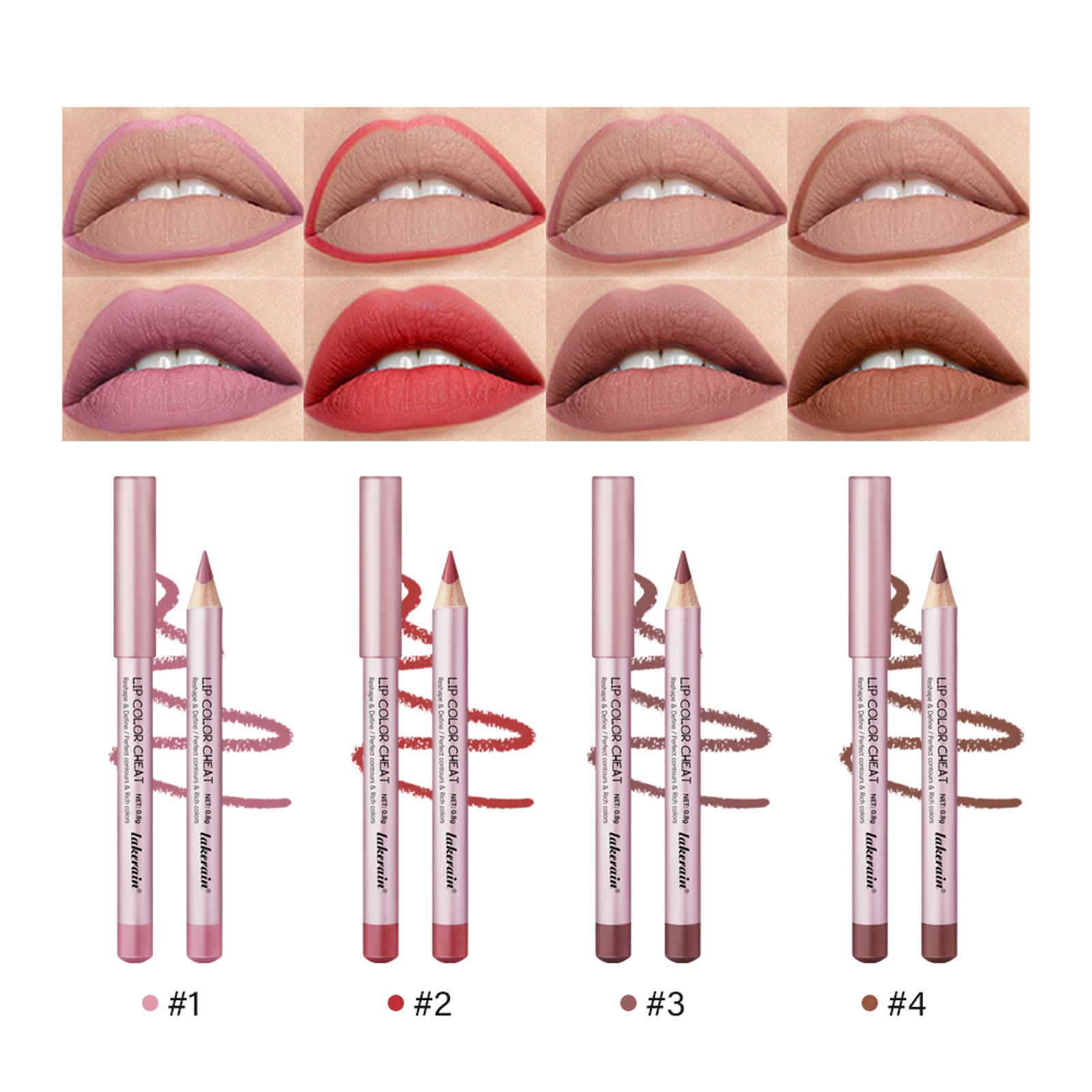4 PCs Matte Lipstick Lip Liner