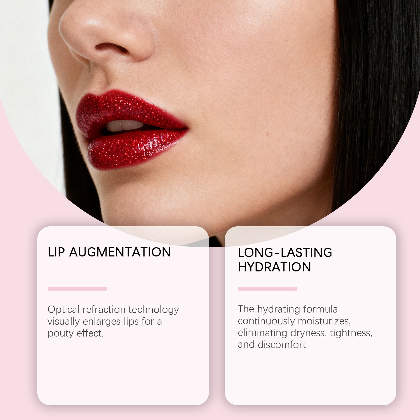 Red Moisturizing Fine Glitter Lip Gloss