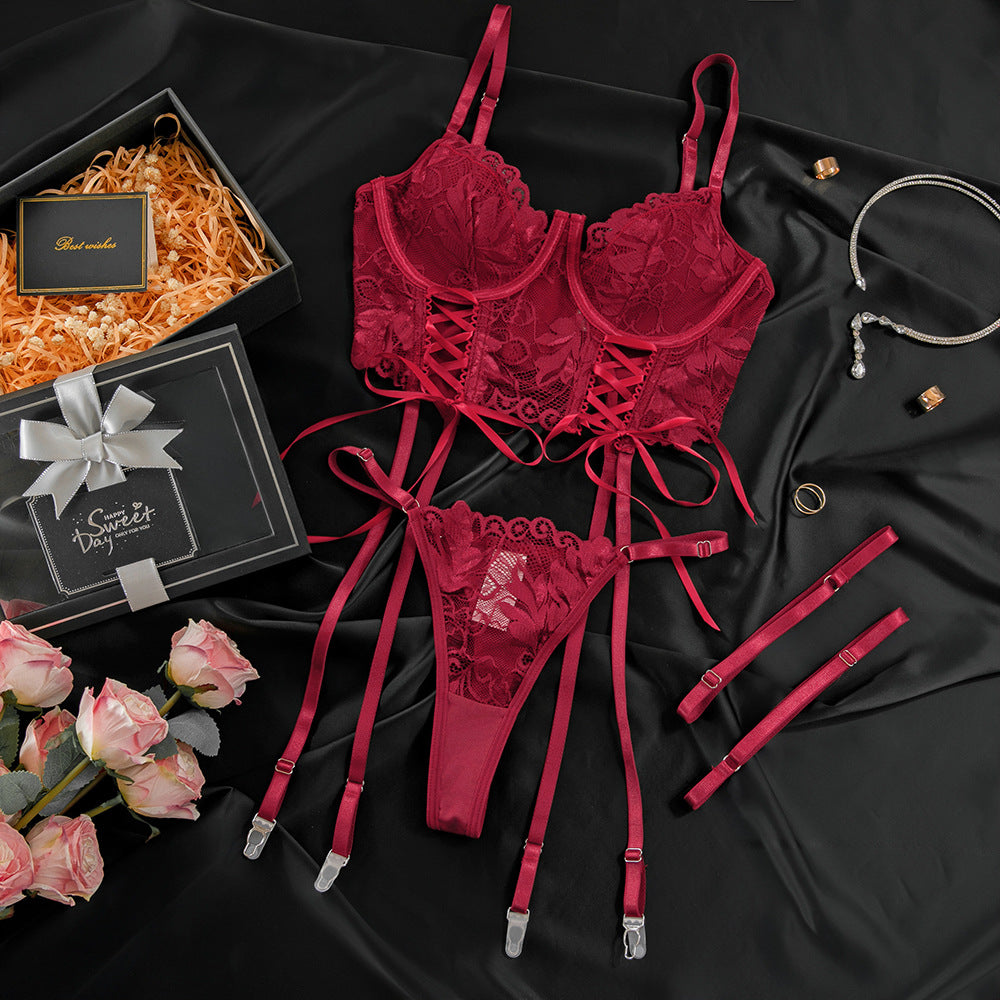 Women's Red Lace Lingerie Set