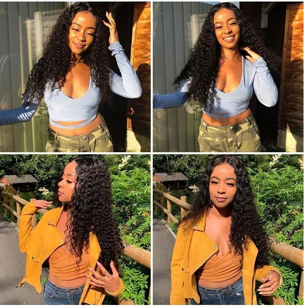 AA Hair Front Wig Womens Brazilian Human Long Curly Lace Wavy Hair Wigs US 2023