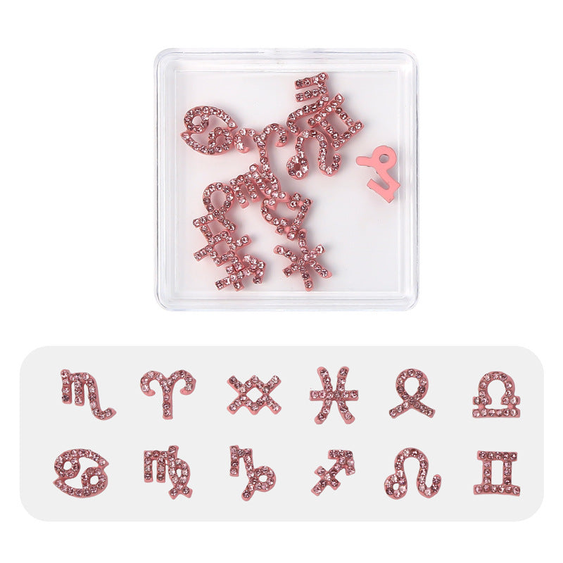 12 Constellation Nail Art Accessories Alloy