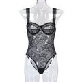 Lace Floral Close-fitting Bodysuit For Women