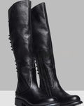 Solid-color Flat-heeled Zip-up Womens Over-the-knee Boots