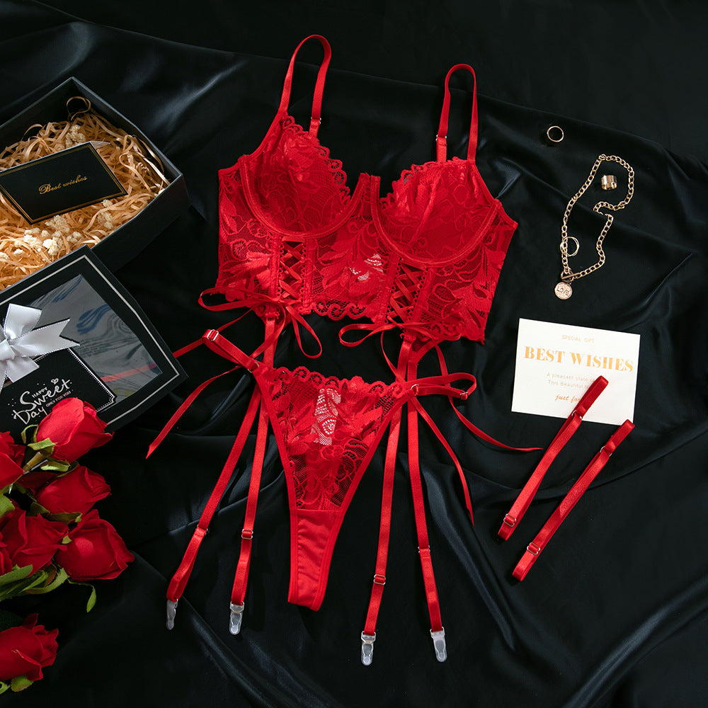 Women's Red Lace Lingerie Set