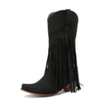 Womens Retro Mid-Calf Chunky Heel Round-Toe Boots