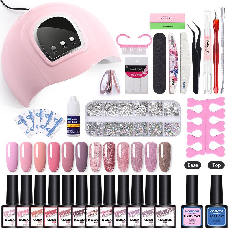 Phototherapy UV Nail Polish Glue Solid Color Sequins Nail Polish Glue Set