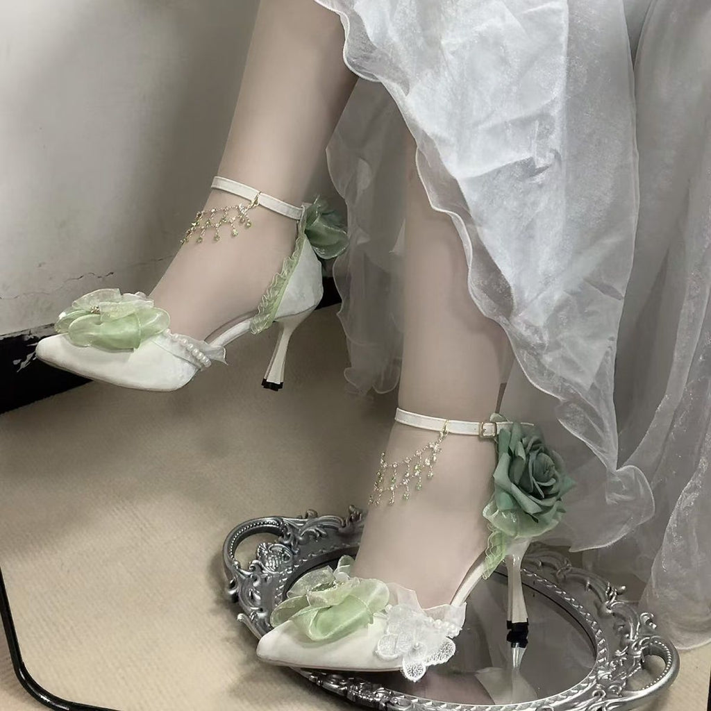 Flower Wedding High Heels Bow Handmade
