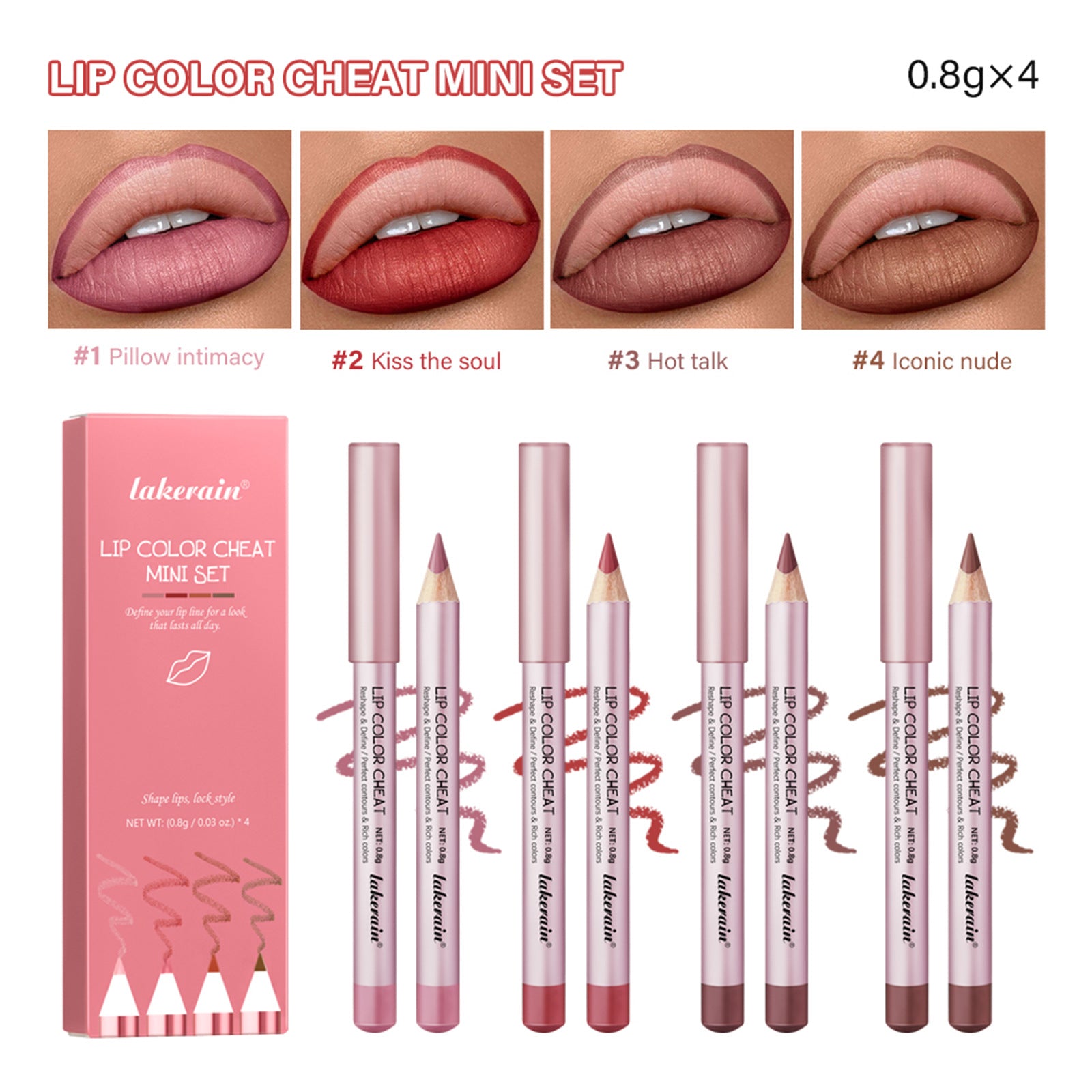 4 PCs Matte Lipstick Lip Liner