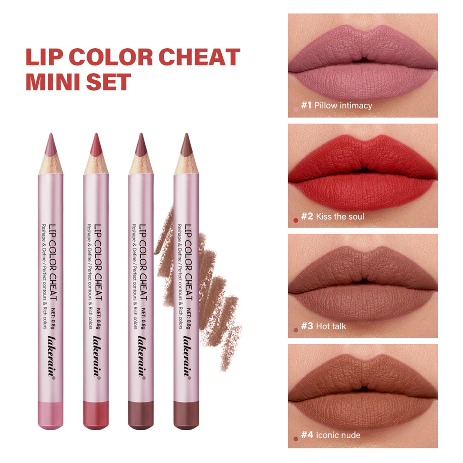 4 PCs Matte Lipstick Lip Liner